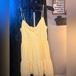 Francesca's Collections Butter Yellow Eyelet Mini Dress